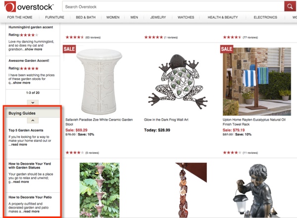 Screenshot of Overstock Web Page